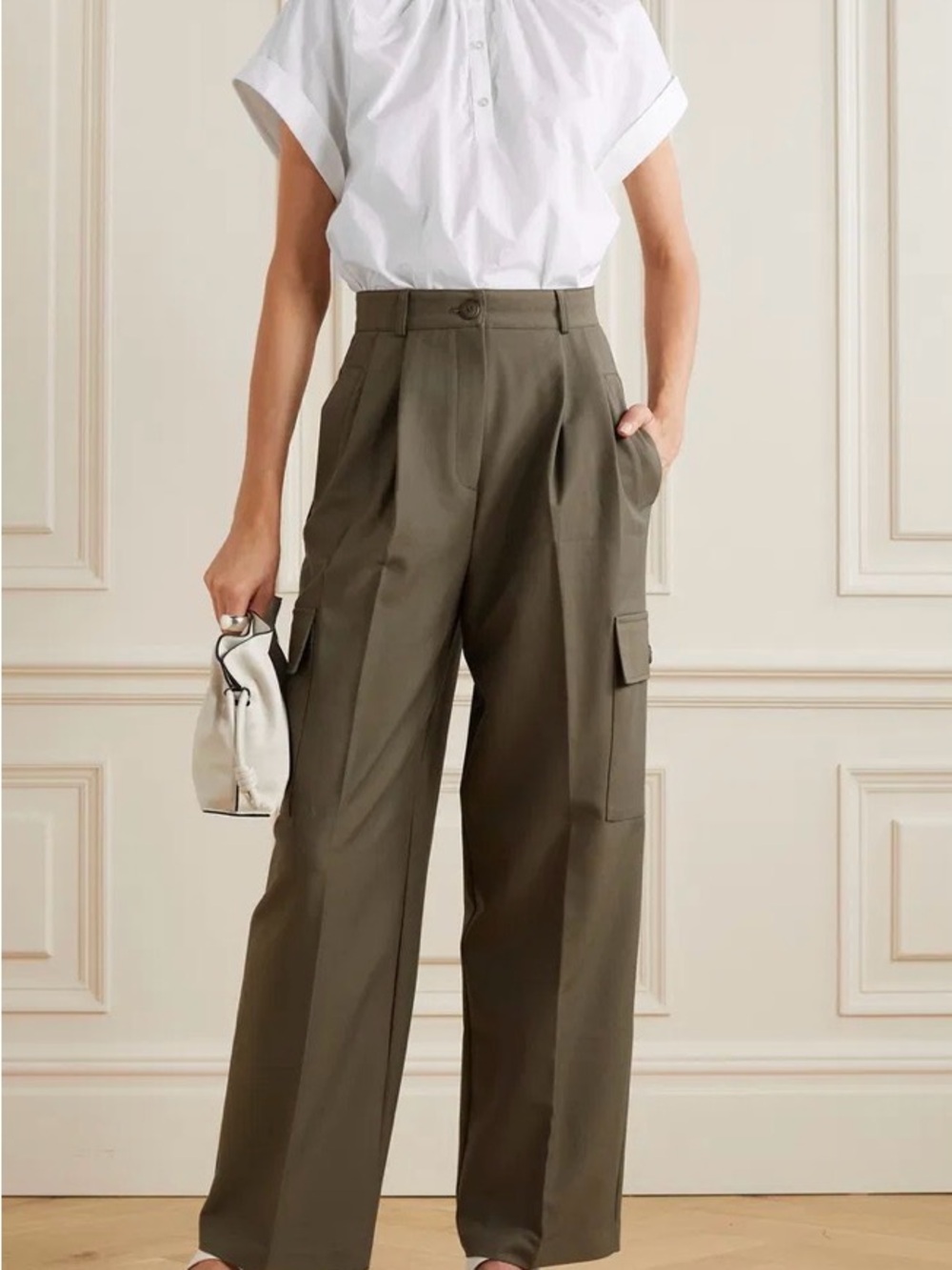 $295 Officine Generale White Short-Sleeve Nolwenn Blouse Small